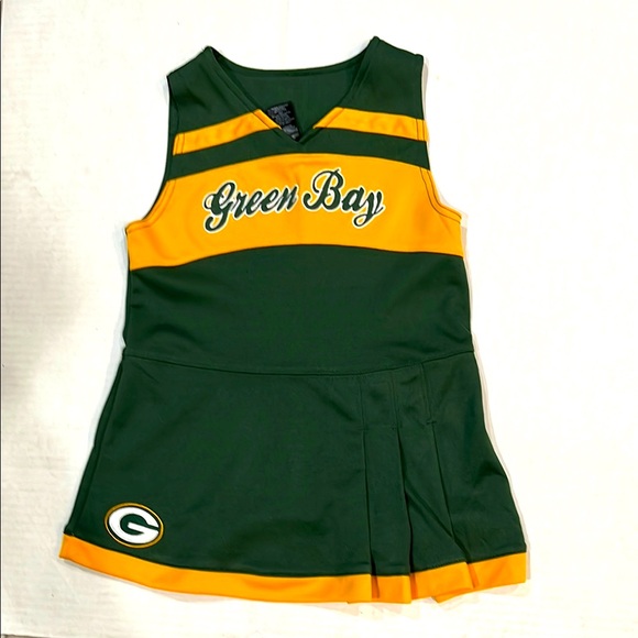 Green Bay Other - Green Bay Packers Girls Green & Gold Cheer Jumper Sleeveless Dress  SIZE M (5-6)